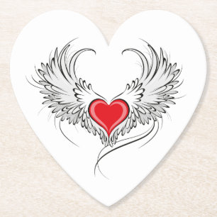 Dessous-de-verre En Papier Red Angel Coeur avec ailes