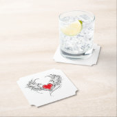 Dessous-de-verre En Papier Red Angel Coeur avec ailes (En situation)