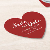 Dessous-de-verre En Papier Red Custom Name Mariage Enregistrer notre date Pap (Incliné)