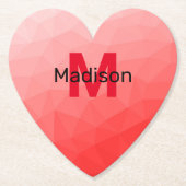 Dessous-de-verre En Papier Red gradient geometric mesh pattern Monogram (Devant)