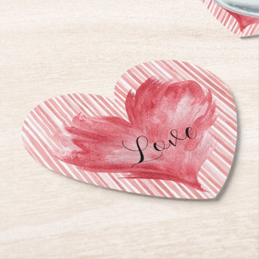 Dessous-de-verre En Papier Red Heart Flame Love (Incliné)