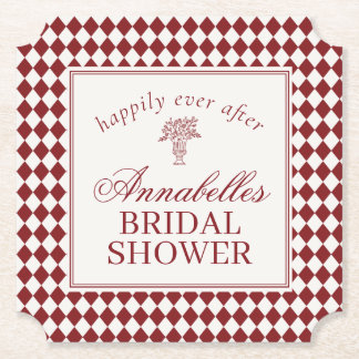 Dessous-de-verre En Papier Red Merlot Harlequin Checkered Bridal Shower