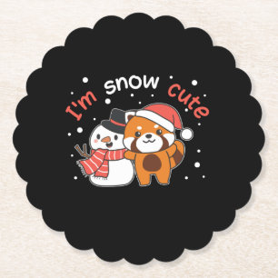 Dessous-de-verre En Papier Red Panda I'm Snow Cute Snowman