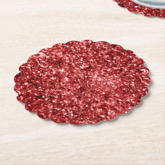 Dessous-de-verre En Papier Red Sparkle Glitz (Incliné)