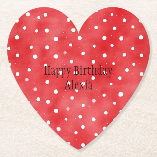 Dessous-de-verre En Papier Red White Dots Birthday (Devant)
