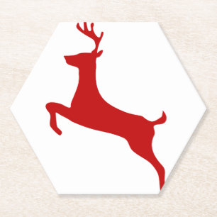 Dessous-de-verre En Papier Reindeder Jump Noël Rouge Silhouette Souris