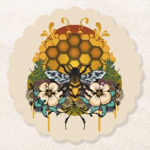 Dessous-de-verre En Papier Reine Abeille Floral Alvéole Élégante Botanique