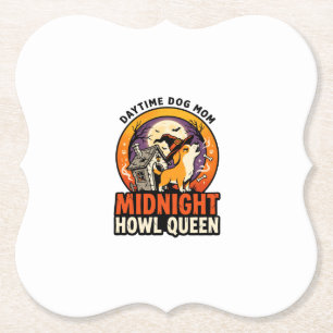 Dessous-de-verre En Papier Reine des Hurlements de Chien d'Halloween