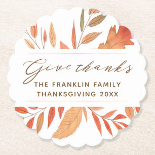 Dessous-de-verre En Papier Remercier Feuilles Automne Rustique Thanksgiving