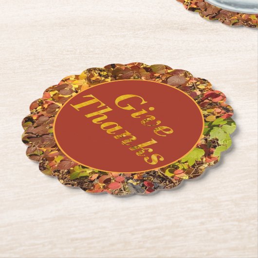 Dessous-de-verre En Papier Remerciez les Feuilles floraux de Thanksgiving (Incliné)