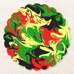 Dessous-de-verre En Papier Remous rouges, jaunes, noirs et verts
