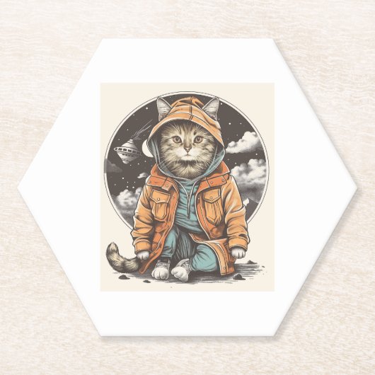 Dessous-de-verre En Papier Rencontre de chat (Devant)