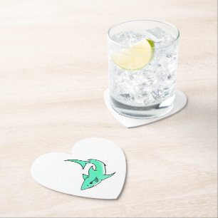 Dessous-de-verre En Papier requin souriant de dessin animé bleu vert océan an