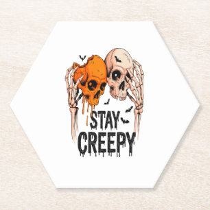 Dessous-de-verre En Papier Restez Déplaisant PNG, Rétro Halloween crâne