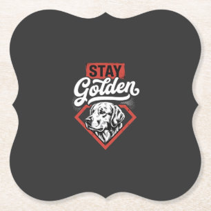 Dessous-de-verre En Papier Restez Golden Golden Retriever Rétro Chien