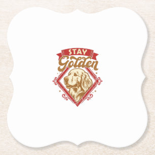 Dessous-de-verre En Papier Restez Golden Retriever Chien Diamant Rouge_1