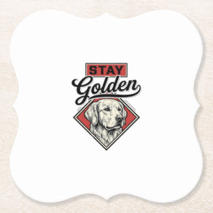 Dessous-de-verre En Papier Restez Retriever doré Vintage Chien Vector Design_