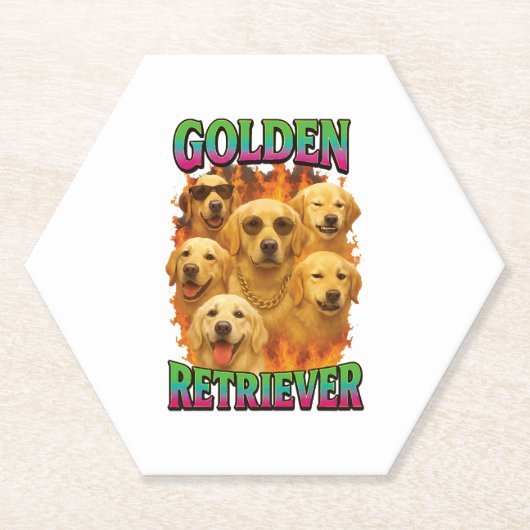Dessous-de-verre En Papier Retriever doré  (Devant)