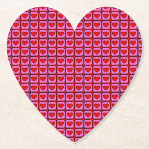 Dessous-de-verre En Papier Retro Vintage À damiers coeur Motif Y2K