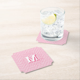 Dessous-de-verre En Papier Ripple Herringbone en rose personnalisé