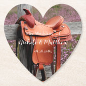 Dessous-de-verre En Papier Romance rustique : Selle sur la clôture Mariage (Devant)