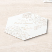 Dessous-de-verre En Papier Romantic Wedding Peonies Ivory White (Incliné)