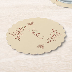 Dessous-de-verre En Papier Romantique élégant mariage à fleurs en terre cuite