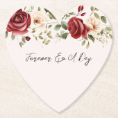 Dessous-de-verre En Papier Romantique Rouge Blush rose Roses Mariage (Devant)