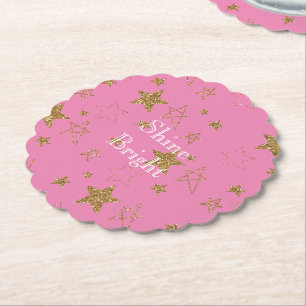 Dessous-de-verre En Papier Rose avec étoiles d'or
