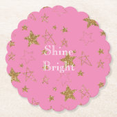 Dessous-de-verre En Papier Rose avec étoiles d'or (Devant)