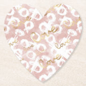 Dessous-de-verre En Papier Rose Blanc Gold Love XO (Devant)