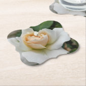 Dessous-de-verre En Papier Rose Blanche (Incliné)