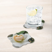 Dessous-de-verre En Papier Rose Blanche (En situation)