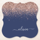 Dessous-de-verre En Papier Rose bleu marine Gold Blush Pink Parties scintilla<br><div class="desc">Rose et bleu marine - Blush Pink Sparkle Parties scintillant Script Monogramme Nom Dessous de verre papier. Cela fait le cadeau parfait de remise de diplômes,  anniversaire,  mariage,  douche nuptiale,  anniversaire,  baby shower ou bachelorette pour quelqu'un qui aime le luxe glam et les styles chic.</div>