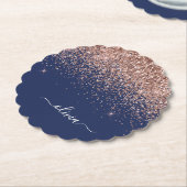 Dessous-de-verre En Papier Rose bleu marine Gold Blush Pink Parties scintilla (Incliné)