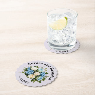 Dessous-de-verre En Papier Rose bleue et blanche personnalisée