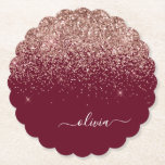Dessous-de-verre En Papier Rose Bourgogne Gold Blush Pink Parties scintillant<br><div class="desc">Burgundy et or Rose - Blush Pink Sparkle Parties scintillant Script Monogramme Nom Dessous de verre papier. Cela fait le cadeau parfait de remise de diplômes,  anniversaire,  mariage,  douche nuptiale,  anniversaire,  baby shower ou bachelorette pour quelqu'un qui aime le luxe glam et les styles chic.</div>