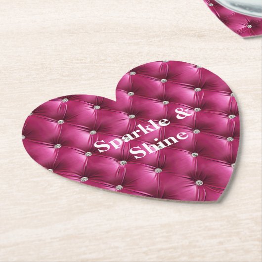 Dessous-de-verre En Papier Rose Chaud Faux Velours (Incliné)