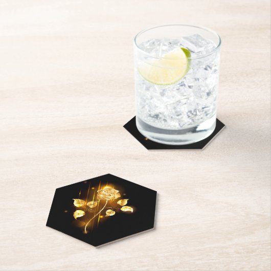 Dessous-de-verre En Papier Rose d'or ( rose d'or ) (En situation)