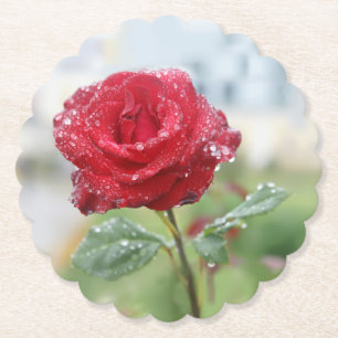 Dessous-de-verre En Papier Rose en gouttes de pluie
