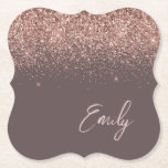 Dessous-de-verre En Papier Rose en terre cuite or bleu Parties scintillant ro<br><div class="desc">Terracotta et Rose Gold - Blush Pink Sparkle Parties scintillant Script Monogramme Nom Dessous de verre papier. Cela fait le cadeau parfait de remise de diplômes,  anniversaire,  mariage,  douche nuptiale,  anniversaire,  baby shower ou bachelorette pour quelqu'un qui aime le luxe glam et les styles chic.</div>