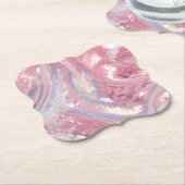 Dessous-de-verre En Papier Rose et Violet iridescents  (Incliné)