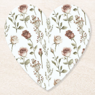 Dessous-de-verre En Papier Rose Florale Rouge Rose