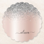 Dessous-de-verre En Papier Rose Gold<br><div class="desc">Rose Gold - Blush Pink and Silver Faux Foil Metallic Sparkle Parties scintillant brossé Métal Monogramme Nom Dessous de verre papier. Cela fait le cadeau parfait de remise de diplômes,  anniversaire,  mariage,  douche nuptiale,  anniversaire,  baby shower ou bachelorette pour quelqu'un qui aime le luxe glam et les styles chic.</div>