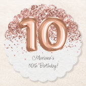 Dessous-de-verre En Papier Rose Gold 10e fête d'anniversaire (Devant)