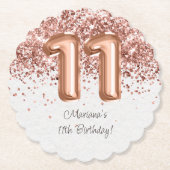 Dessous-de-verre En Papier Rose Gold 11e fête d'anniversaire (Devant)