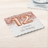 Dessous-de-verre En Papier Rose Gold 12e fête d'anniversaire (Incliné)