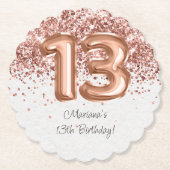 Dessous-de-verre En Papier Rose Gold 13e fête d'anniversaire (Devant)
