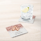 Dessous-de-verre En Papier Rose Gold 4e fête d'anniversaire (En situation)