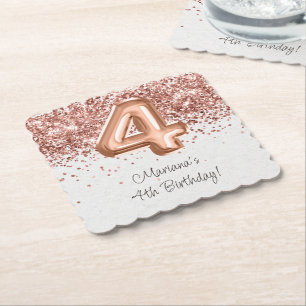 Dessous-de-verre En Papier Rose Gold 4e fête d'anniversaire